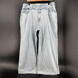 Abercrombie Fitch Jeans Wide Leg High Rise 33 16 SHORT Light Wash Baggy Curve